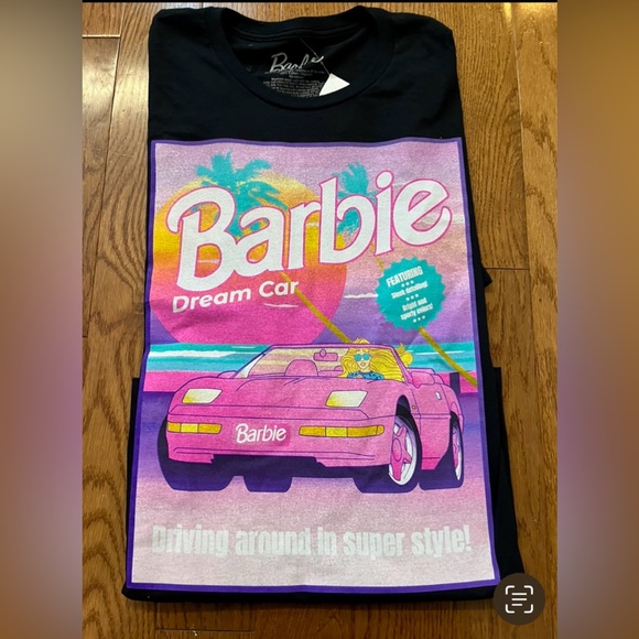 BARBIE Dream Car T-Shirt Driving Around In Super Style Pink Black, SZ-LG, NWWT - Picture 4 of 6